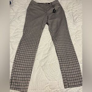 Express Black Brown Checkered Pants Women skinny high rise stretch 8R NWT